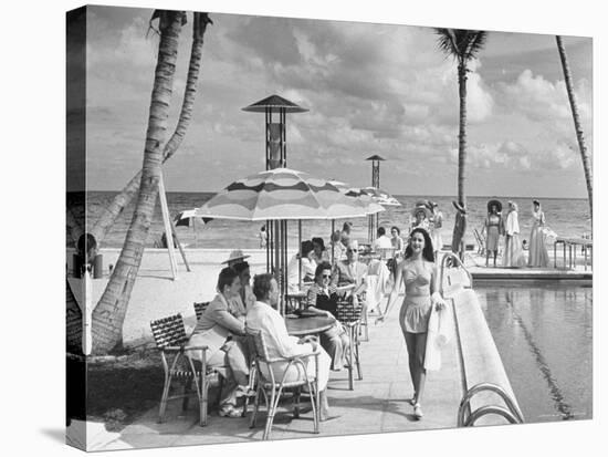 Miami Beach's Versailles Hotel Holding a Fashion Show on Terrace, Sponsored by Saks Fifth Avenue-William C^ Shrout-Stretched Canvas