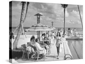 Miami Beach's Versailles Hotel Holding a Fashion Show on Terrace, Sponsored by Saks Fifth Avenue-William C^ Shrout-Stretched Canvas