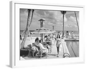 Miami Beach's Versailles Hotel Holding a Fashion Show on Terrace, Sponsored by Saks Fifth Avenue-William C^ Shrout-Framed Photographic Print