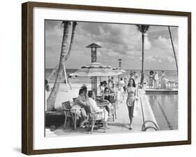 Miami Beach's Versailles Hotel Holding a Fashion Show on Terrace, Sponsored by Saks Fifth Avenue-William C^ Shrout-Framed Photographic Print