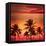 Miami Beach South Beach Sunset Palm Trees in Ocean Drive Florida-holbox-Framed Stretched Canvas