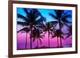 Miami Beach South Beach Sunset Palm Trees in Ocean Drive Florida-holbox-Framed Photographic Print