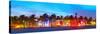 Miami Beach Sunset Ocean Drive-null-Stretched Canvas