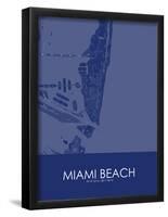 Miami Beach, United States of America Blue Map-null-Framed Poster