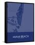 Miami Beach, United States of America Blue Map-null-Framed Stretched Canvas