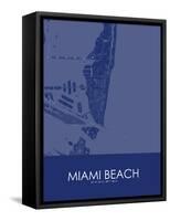 Miami Beach, United States of America Blue Map-null-Framed Stretched Canvas