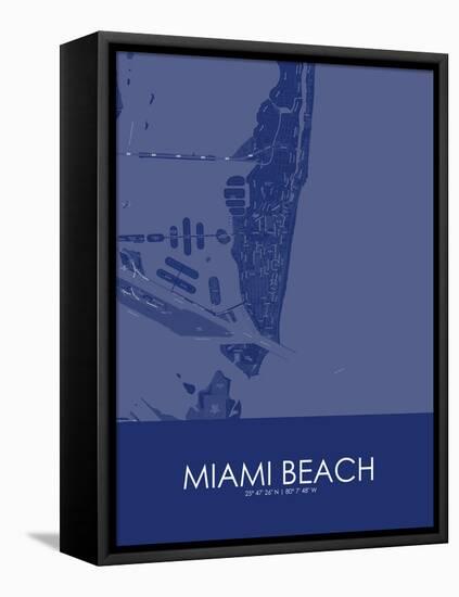 Miami Beach, United States of America Blue Map-null-Framed Stretched Canvas