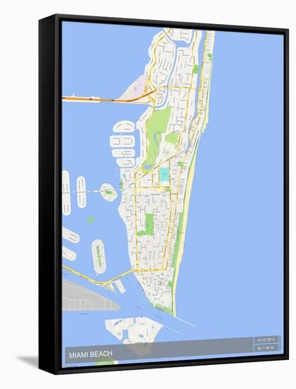 Miami Beach, United States of America Map-null-Framed Stretched Canvas