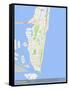 Miami Beach, United States of America Map-null-Framed Stretched Canvas