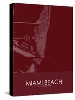Miami Beach, United States of America Red Map-null-Stretched Canvas