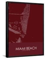 Miami Beach, United States of America Red Map-null-Framed Poster