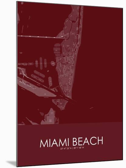 Miami Beach, United States of America Red Map-null-Mounted Poster