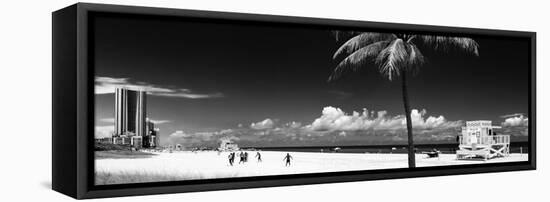 Miami Beach with Life Guard Station - Florida - USA-Philippe Hugonnard-Framed Stretched Canvas