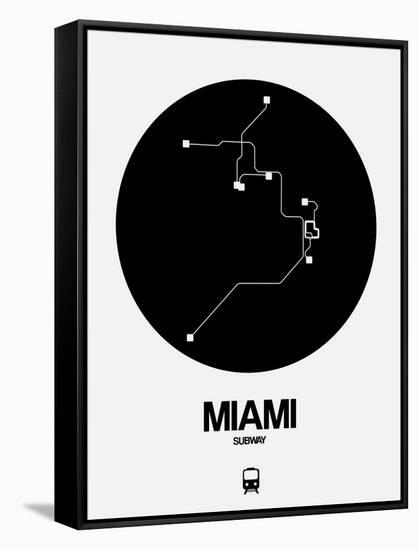 Miami Black Subway Map-NaxArt-Framed Stretched Canvas