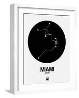 Miami Black Subway Map-NaxArt-Framed Art Print