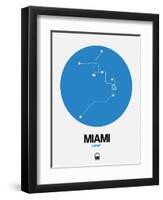 Miami Blue Subway Map-NaxArt-Framed Art Print