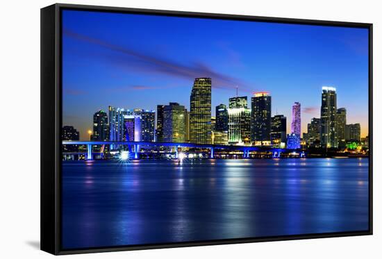 Miami City by Night-vent du sud-Framed Stretched Canvas