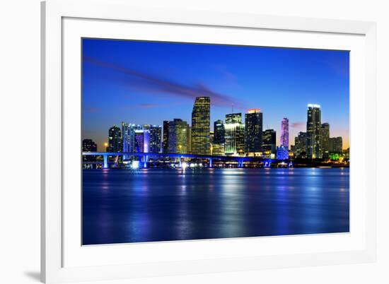 Miami City by Night-vent du sud-Framed Photographic Print