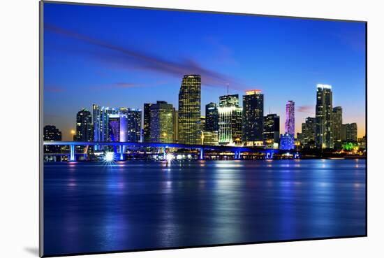 Miami City by Night-vent du sud-Mounted Photographic Print
