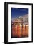 Miami City Skyline Panorama at Dusk with Urban Skyscrapers and Bridge over Sea with Reflection-Songquan Deng-Framed Photographic Print