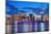 Miami City Skyline Panorama at Dusk with Urban Skyscrapers and Bridge over Sea with Reflection-Songquan Deng-Mounted Photographic Print