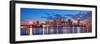 Miami City Skyline Panorama at Dusk with Urban Skyscrapers and Bridge over Sea with Reflection-Songquan Deng-Framed Photographic Print