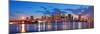 Miami City Skyline Panorama at Dusk with Urban Skyscrapers and Bridge over Sea with Reflection-Songquan Deng-Mounted Photographic Print