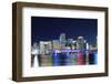 Miami City Skyline Panorama at Dusk with Urban Skyscrapers and Bridge over Sea with Reflection-Songquan Deng-Framed Photographic Print