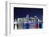 Miami City Skyline Panorama at Dusk with Urban Skyscrapers and Bridge over Sea with Reflection-Songquan Deng-Framed Photographic Print