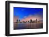 Miami City Skyline Panorama at Dusk with Urban Skyscrapers over Sea with Reflection-Songquan Deng-Framed Photographic Print