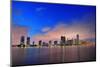 Miami City Skyline Panorama at Dusk with Urban Skyscrapers over Sea with Reflection-Songquan Deng-Mounted Photographic Print