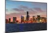 Miami City Skyline Panorama at Dusk with Urban Skyscrapers over Sea with Reflection-Songquan Deng-Mounted Photographic Print