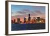 Miami City Skyline Panorama at Dusk with Urban Skyscrapers over Sea with Reflection-Songquan Deng-Framed Photographic Print