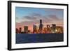 Miami City Skyline Panorama at Dusk with Urban Skyscrapers over Sea with Reflection-Songquan Deng-Framed Photographic Print