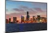 Miami City Skyline Panorama at Dusk with Urban Skyscrapers over Sea with Reflection-Songquan Deng-Mounted Photographic Print