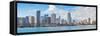 Miami City Skyline Panorama over Sea-Songquan Deng-Framed Stretched Canvas