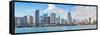 Miami City Skyline Panorama over Sea-Songquan Deng-Framed Stretched Canvas