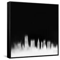 Miami City Skyline - White-NaxArt-Framed Stretched Canvas