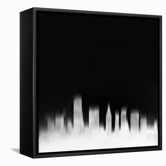 Miami City Skyline - White-NaxArt-Framed Stretched Canvas