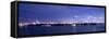Miami, Florida: a Panoramic of Downtown and the Port of Miami Lit Up at Night-Brad Beck-Framed Stretched Canvas