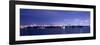 Miami, Florida: a Panoramic of Downtown and the Port of Miami Lit Up at Night-Brad Beck-Framed Premium Photographic Print