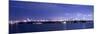 Miami, Florida: a Panoramic of Downtown and the Port of Miami Lit Up at Night-Brad Beck-Mounted Premium Photographic Print