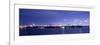 Miami, Florida: a Panoramic of Downtown and the Port of Miami Lit Up at Night-Brad Beck-Framed Photographic Print