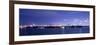 Miami, Florida: a Panoramic of Downtown and the Port of Miami Lit Up at Night-Brad Beck-Framed Photographic Print