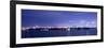 Miami, Florida: a Panoramic of Downtown and the Port of Miami Lit Up at Night-Brad Beck-Framed Photographic Print