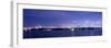 Miami, Florida: a Panoramic of Downtown and the Port of Miami Lit Up at Night-Brad Beck-Framed Photographic Print