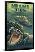 Miami, Florida - Alligators-Lantern Press-Framed Art Print