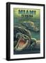 Miami, Florida - Alligators-Lantern Press-Framed Art Print