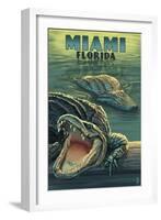 Miami, Florida - Alligators-Lantern Press-Framed Art Print