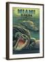 Miami, Florida - Alligators-Lantern Press-Framed Art Print